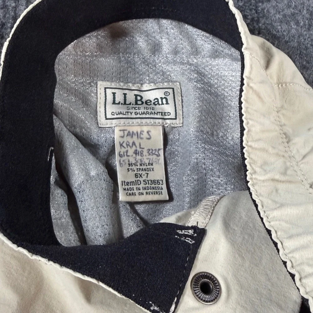 LL Bean Kids Convertible Hiking Pants Tan Khaki Zip Off Shorts Size 6X-7 513663